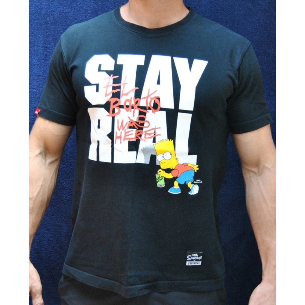 The Simpsons x Stay Real Large Black Short Sleeve Shirt w/ Bart Simpson